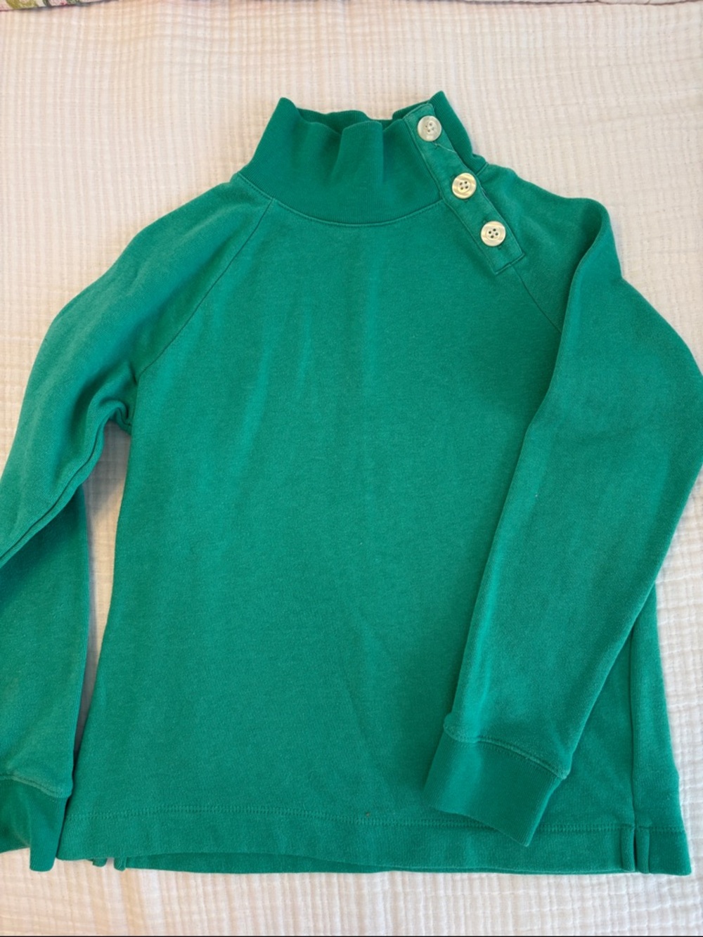 Crewcuts Girls' Emerald Button-Shoulder Mock Neck Top